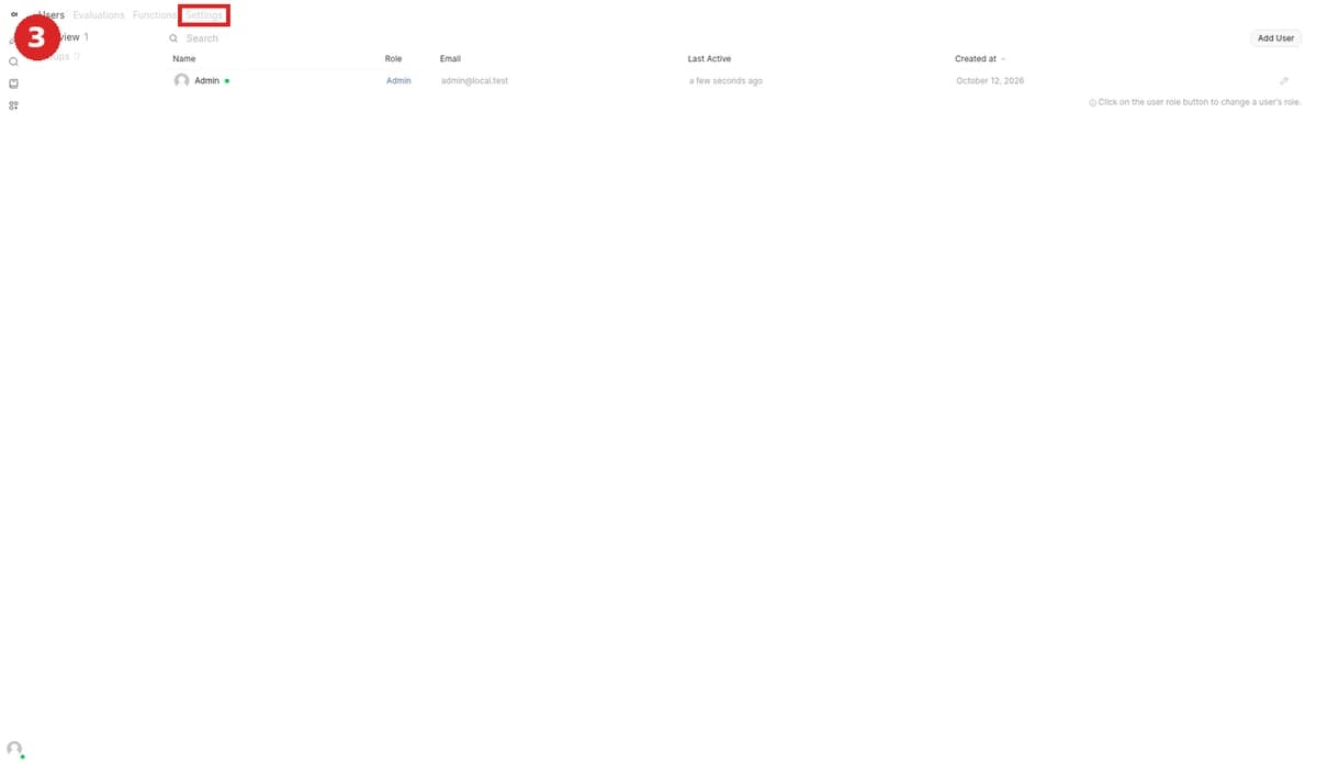 On the Admin Panel page, click the Settings tab at the top (boxed in red)