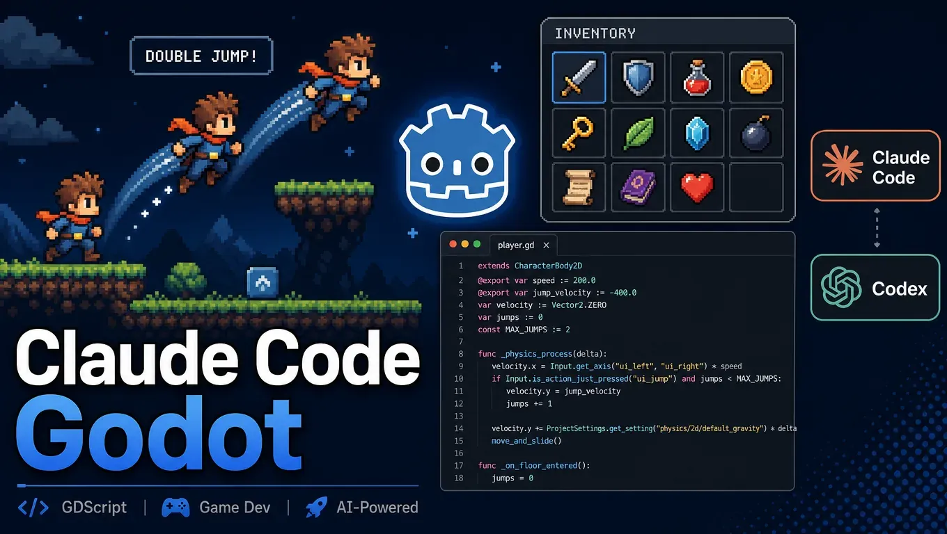 Claude Code / Codex 用 Godot 做游戏：装游戏开发技能包，实测二段跳和背包