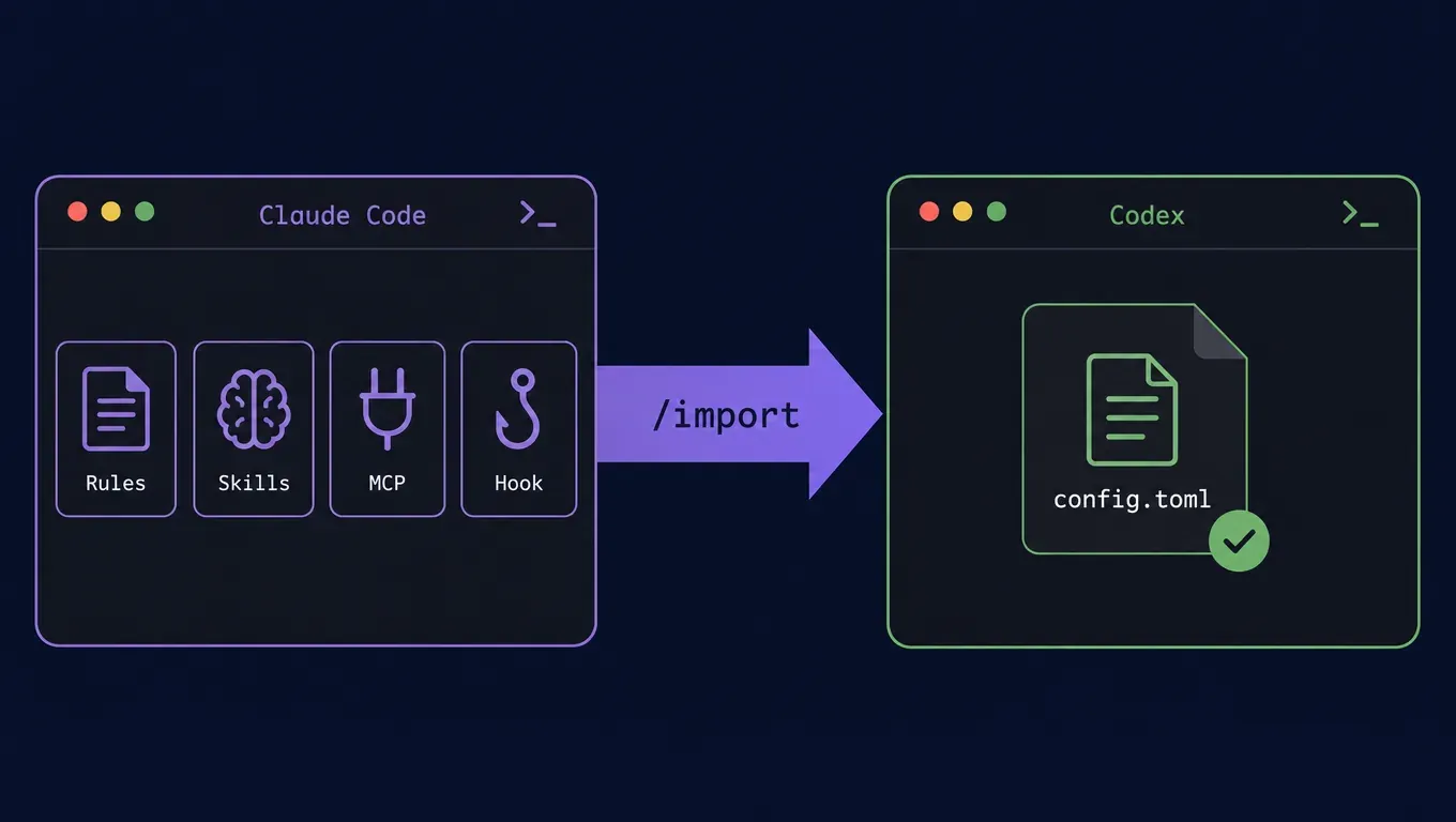 Claude Code 迁移到 Codex：用 /import 搬规则、技能、MCP 和 hooks，导入后 model_provider 还在吗（第三方 API Key 实测）